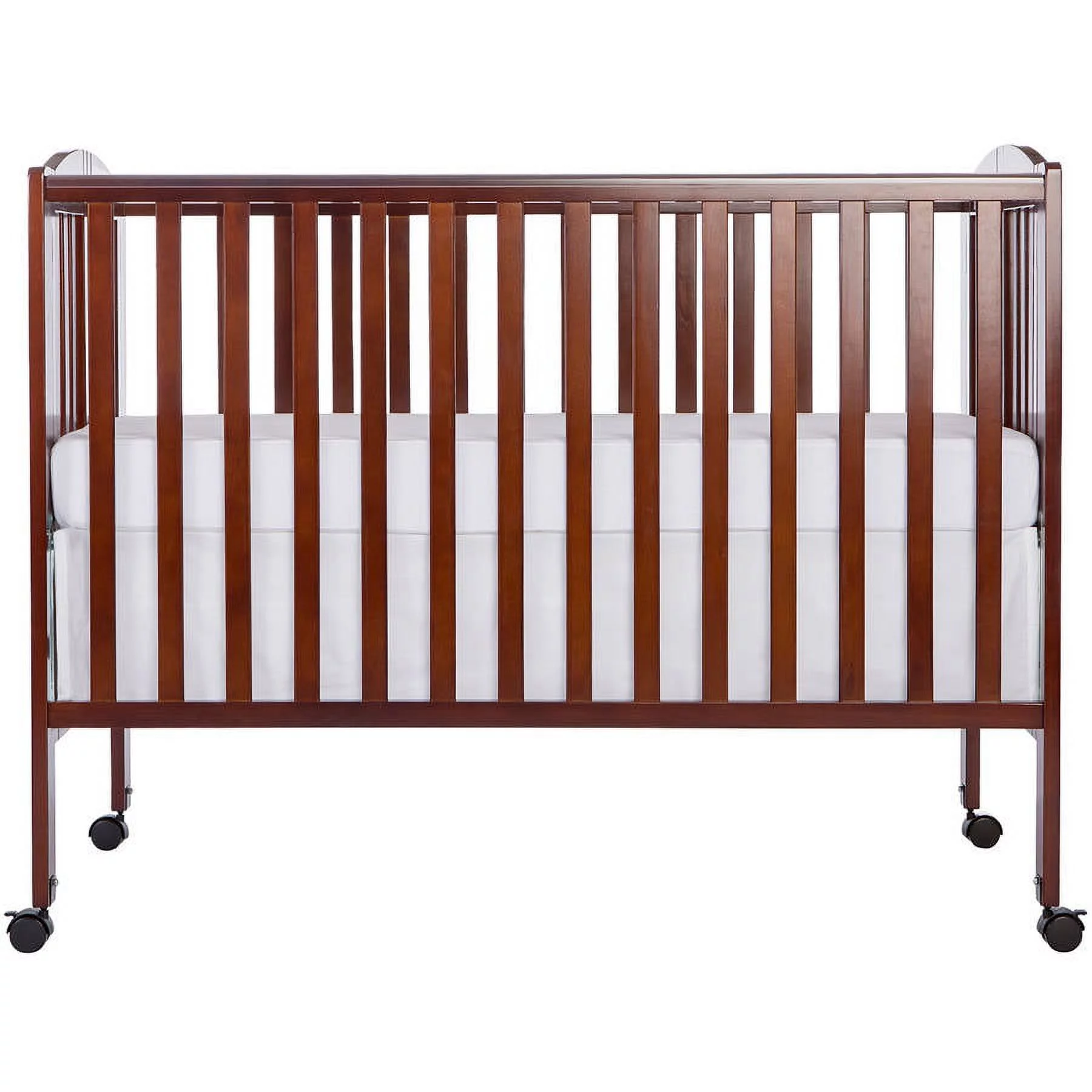 Dream On Me Full Size 2-in-1 Folding Stationary Side Crib, Locking Wheels, Espresso