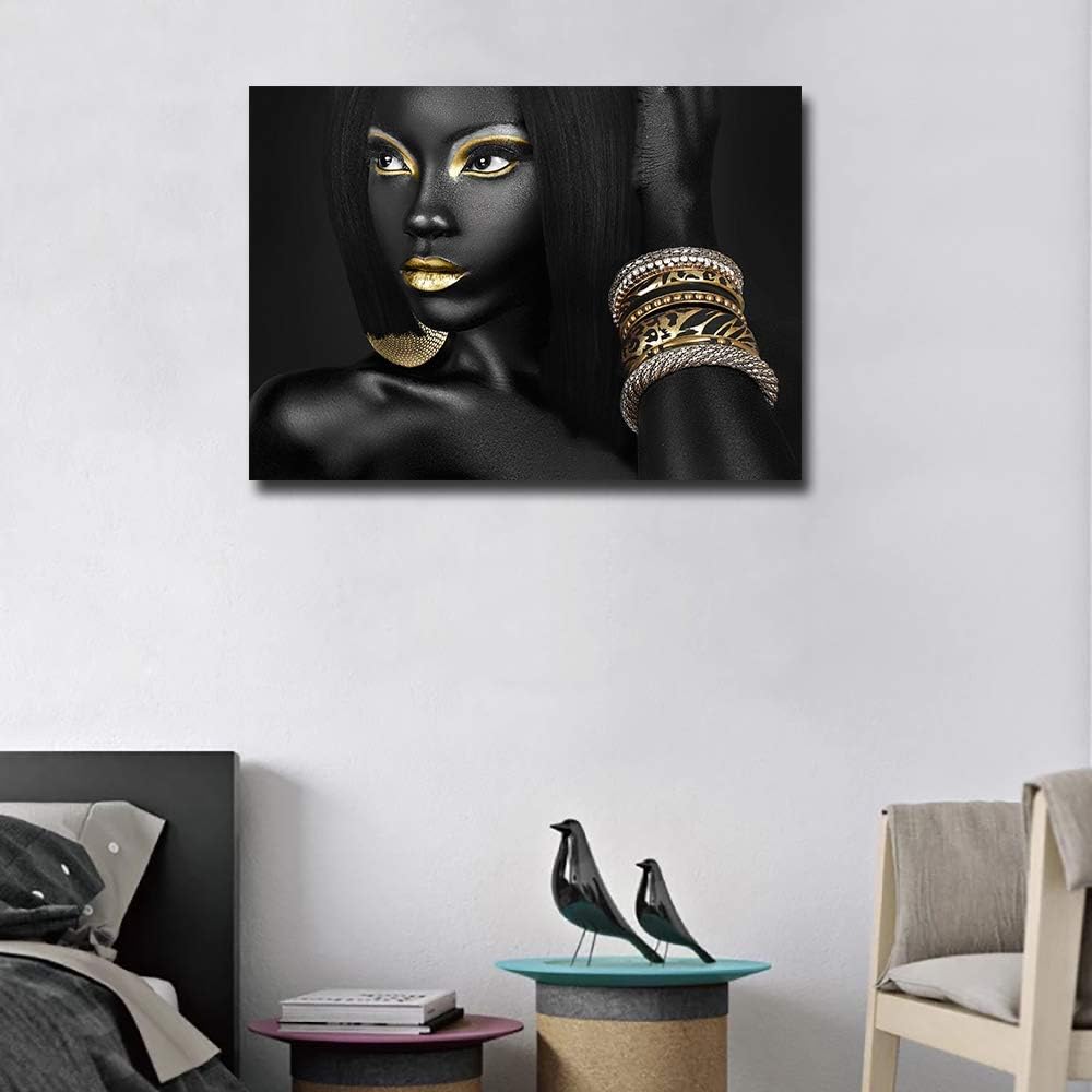 Artbrush Tower African American Woman Portrait for Living Room Wall (20''Wx28''H)