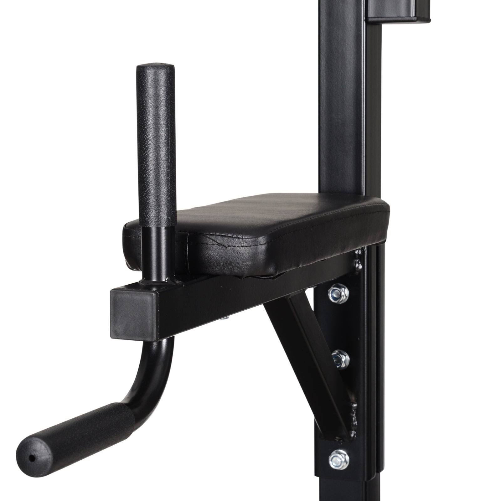 Soozier Home Gym Power Tower with Bench and Punching Bag, Multi-Function Adjustable Dip Sit Up Workout Station Equipment Heavy D