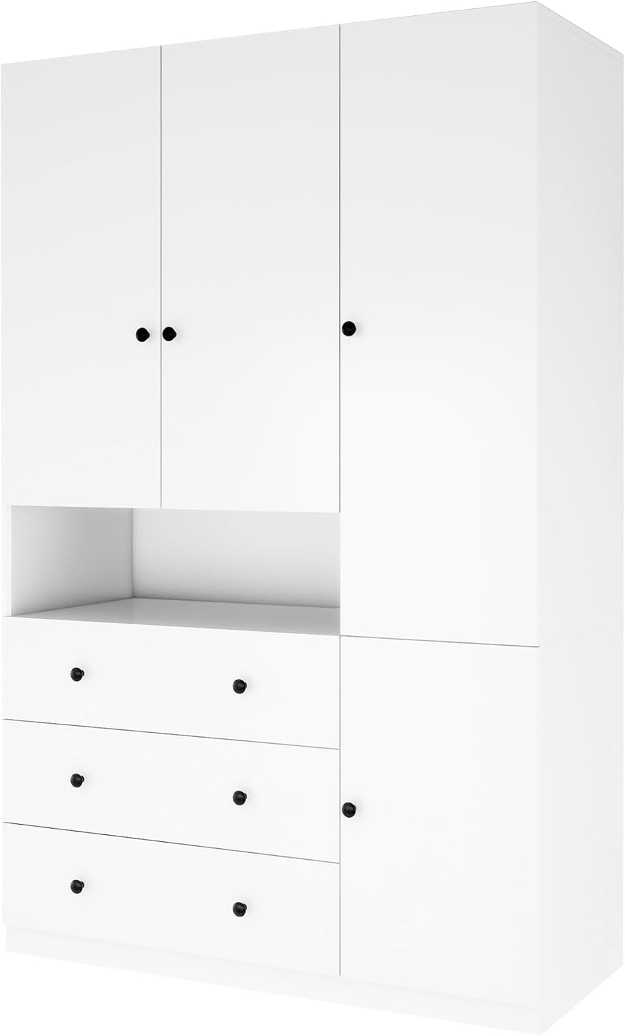 70.87" 3-Door Armoire Wardrobe Closet Cabinet, Wood 3 Drawers White Closet Cabinet for Large Capacity, Tall Cabinet Closet with Hanging Rod and 3 Storage for 47.24" W x 20.47"D x 70.87"H