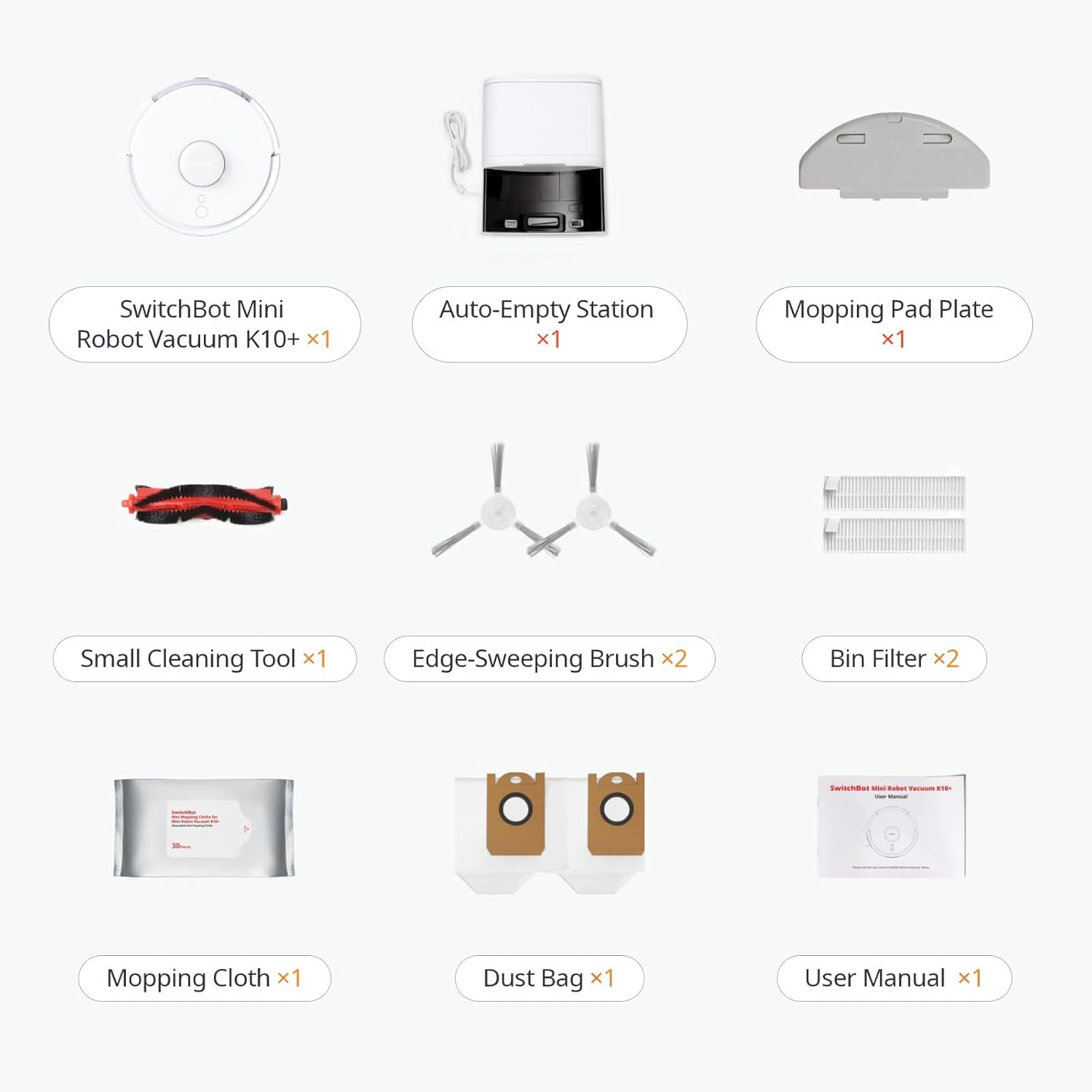 SwitchBot Mini Robot Vacuum K10+, Self-Emptying Base for 70 Days of Cleaning, LiDAR Navigation, Robot Vacuum and Mop Combo with Custom Cleaning, 48dB Ultra Quiet, 150Mins Max, Compatible with Alexa