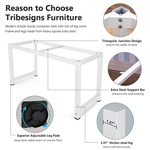 Tribesigns Modern Computer Desk, 63 x 31.5 inch Large Executive Office Desk Computer Table Study Writing Desk Workstation for Home Office, Spliced Desktop, White