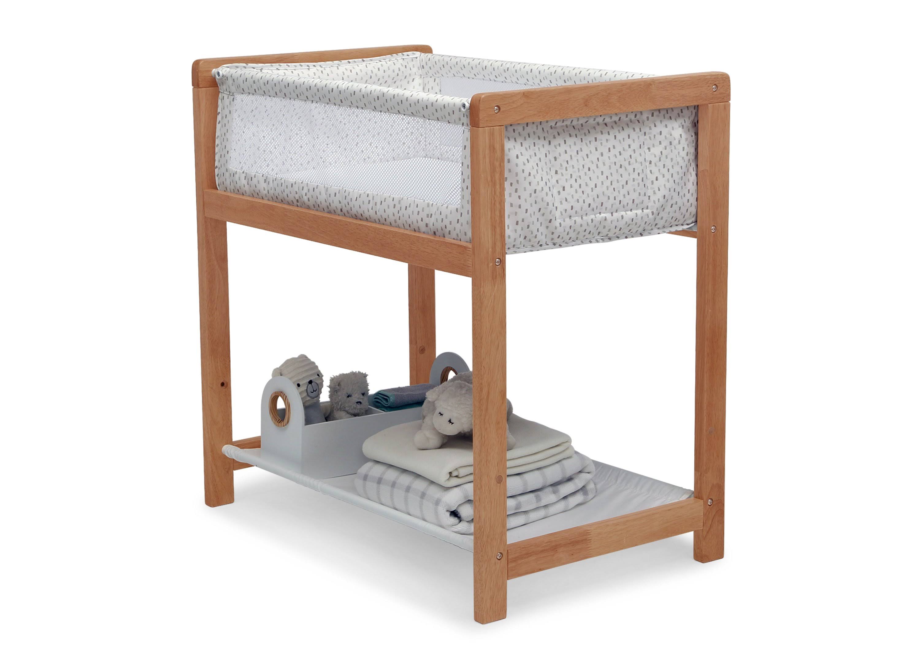 Delta Children Classic Wood Bedside Bassinet Sleeper - Portable Crib with High-End Wood Frame, Link