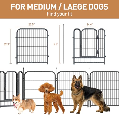 Metal Dog Playpen, 40 Inch Height 16 Panels, Large Dog Fence for Large/Medium/Small Dogs Indoor & Outdoor Bliss, Perfect Dog Pen for Camping, Yard, and RV | Black-Silver
