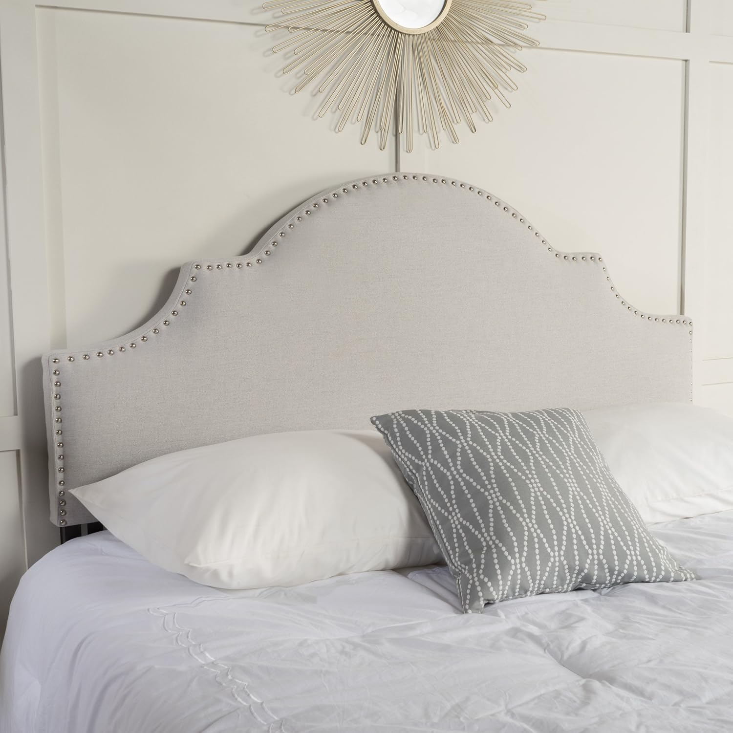 Christopher Knight Home Nora Headboard - Fully Upholstered, Queen / Full, Light Grey
