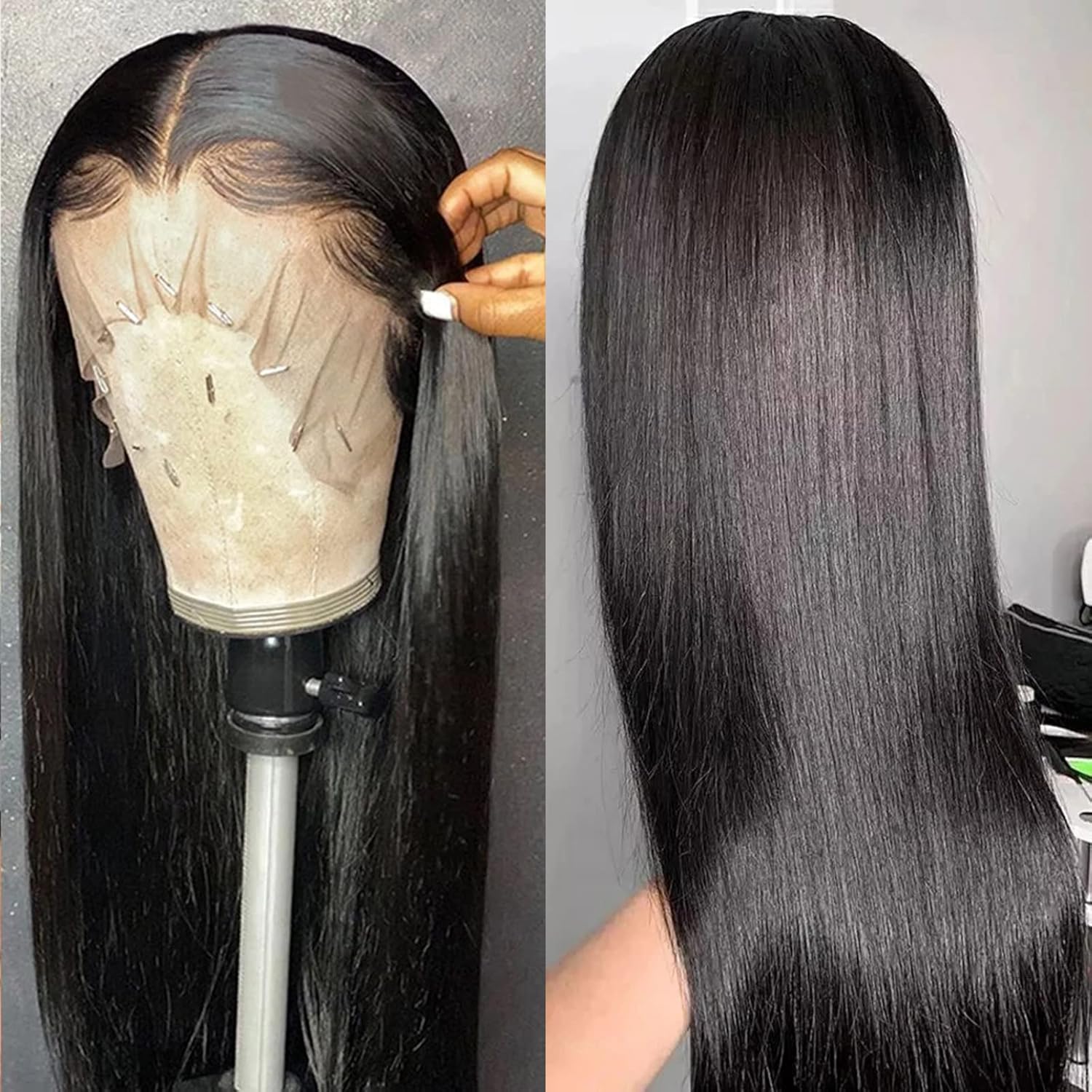 ISEE Hair Lace Front Wigs Human Hair 13x4x1 T Part Straight Transparent Lace Frontal Wigs for Black Women Human Hair 180% Density Pre Plucked with Baby Hair Full and Thick Natural Color 26inch