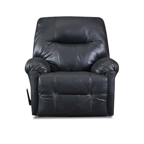 Modern Lazy Boy Recliner Chair&Recliner Chairs for Adults,Manual Reclining Chair&Rocker Recliner Chair with Footrest&Adjustable Backrest,Soft Cloud-Shaped (Leather, Black)