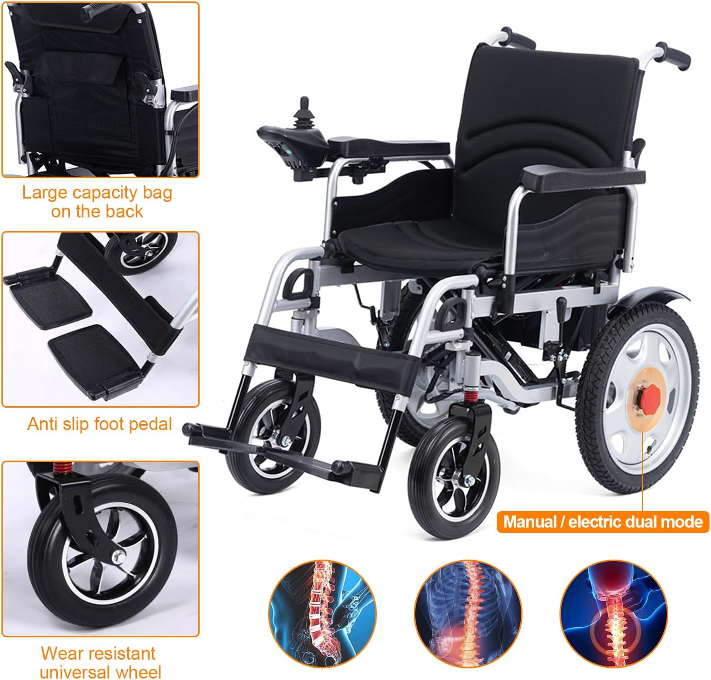 Electric Wheelchairs for Adults,Electric Wheelchair Lightweight Foldable,2x250W Motor Power Wheelchair,All Terrain Motorized Wheelchair for Seniors,12 Long Range Eletric Wheelchair-Airline Approved