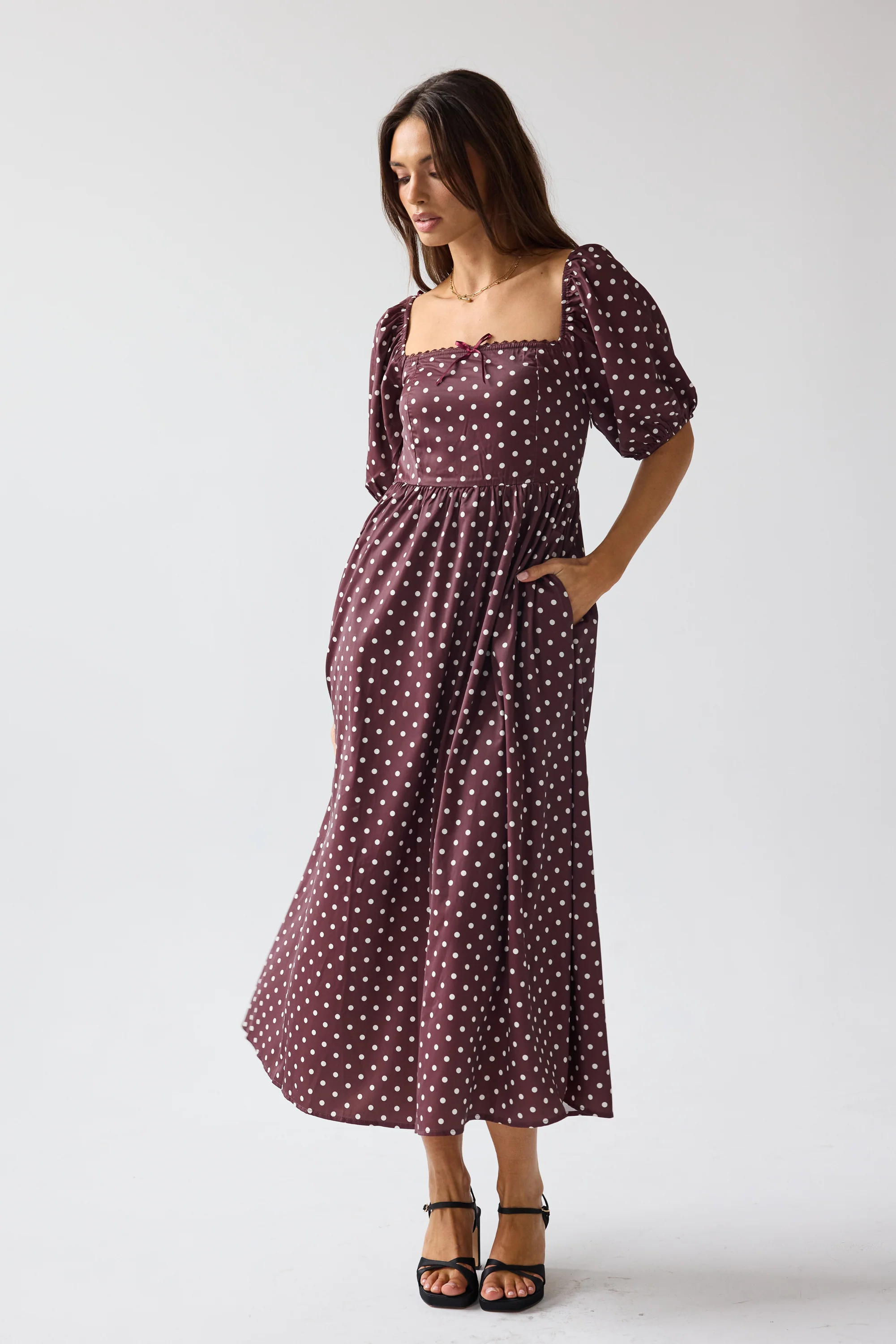 Jersey Polka Dot Midi Dress