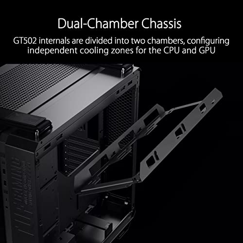 ASUS TUF Gaming GT502 Plus TG ARGB Black Gaming PC Case, Mid ATX, Dual Camera, Toolless Side Panels, USB 3.2 Gen2 Type-C, 4 Pre-Installed ARGB Fans, Black