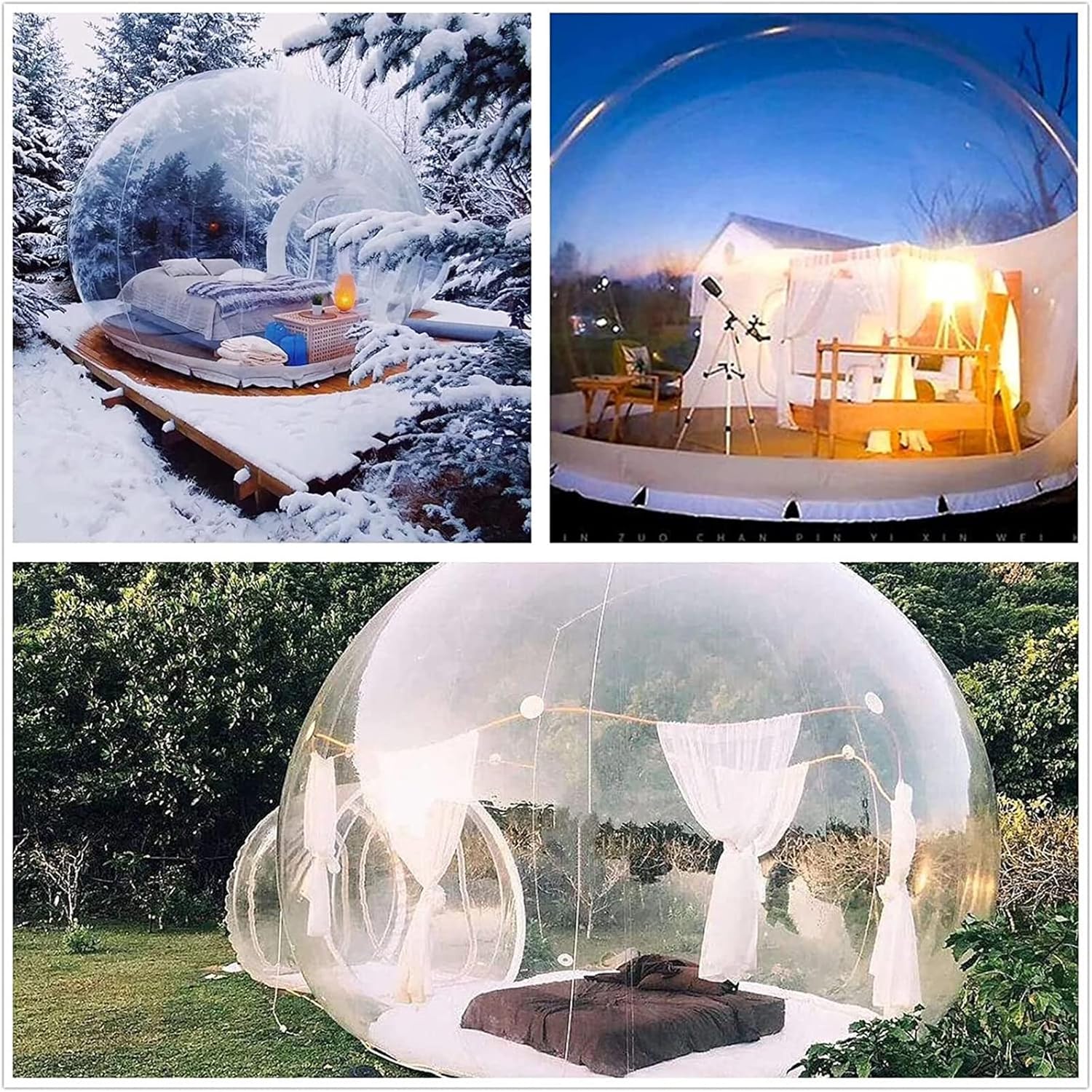 Inflatable Bubble Camping Tent, Transparent Inflatable Room Tent with Single Tunnel Dome for Garden Hotel with Blower