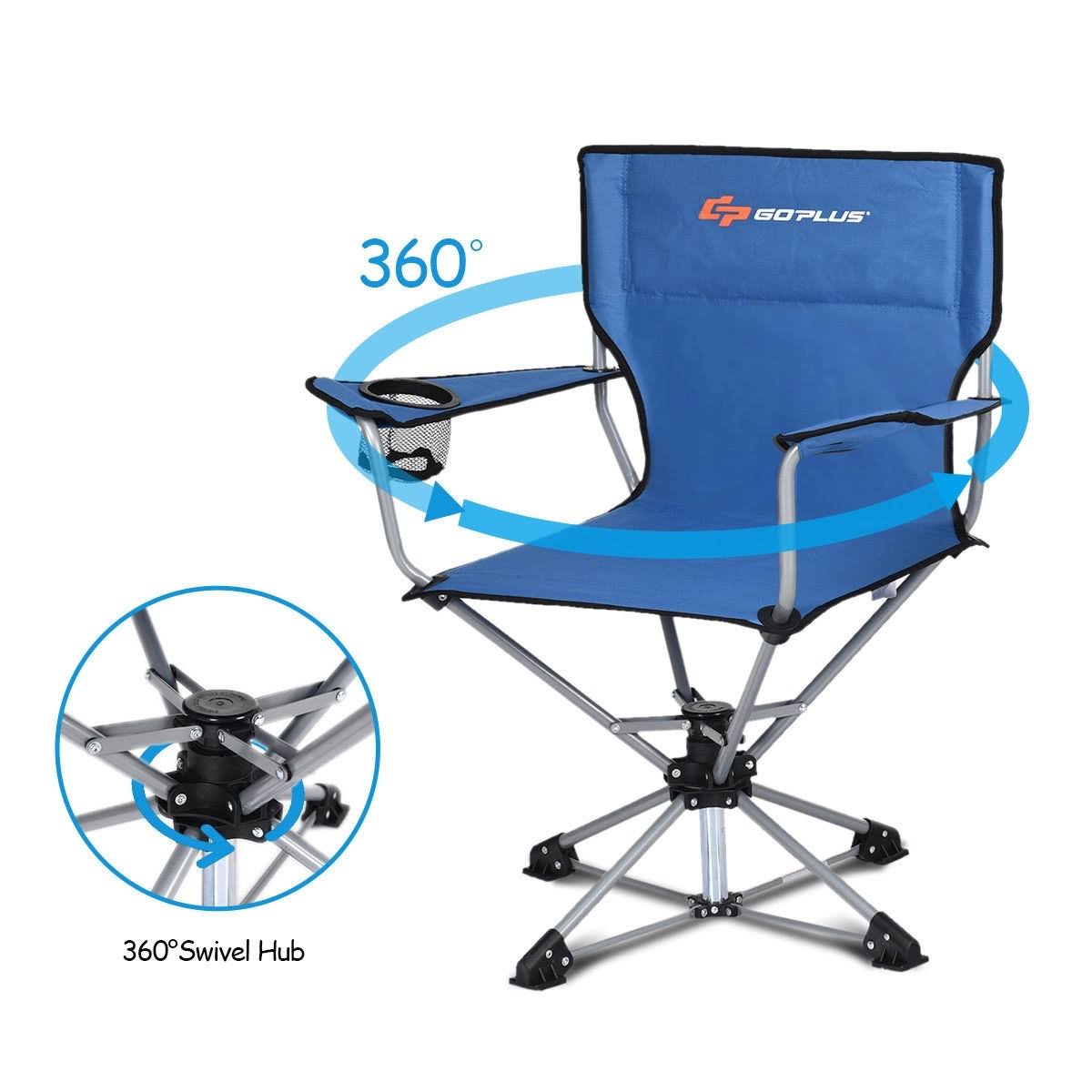 Goplus Collapsible Portable Swivel Camping Chair 360degreesFree - Blue