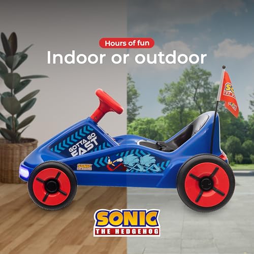 Bluey 6V Electric Go Kart for Kids, Electric Ride-On Toy with Lights, MP3 Jack, Remote Control, Seat Belt, Ages 3-6, Durable PVC and Iron Construction, Rechargeable Battery
