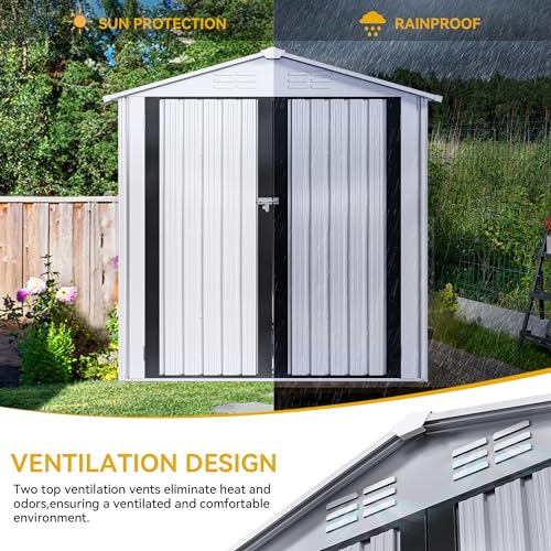 DWVO 10x8 FT Outdoor Storage Shed - Spacious Garden Tool Shed with Lockable Door - Durable Metal Yard Shed for Garden, Patio, and Backyard (Dark Gray)