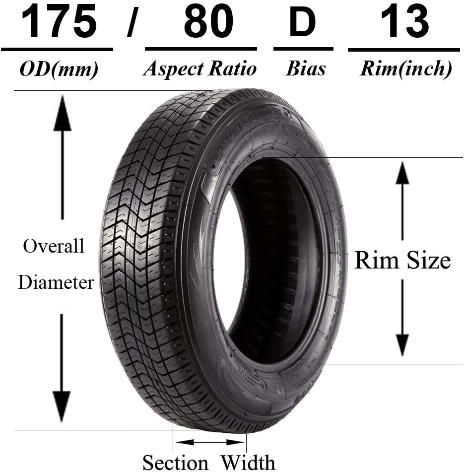 Set of 3 Trailer tires 175 80 13 ST175/80D13 6PR Boat Trailer Bias Tires Load Range C