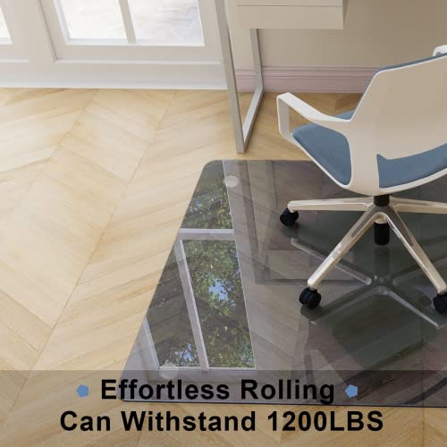 Easly 46" x 55" Chair Mat for Carpet - Office Chair Mat - Tempered Glass Floor Mat for Home/Office/Carpet Clear Computer Floor Mat - with 4 Anti-Slip Pads