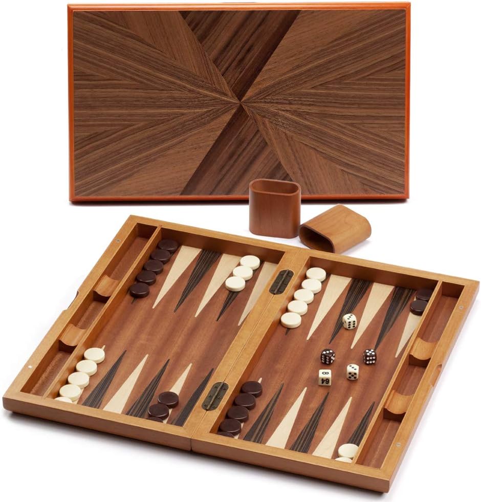 Premium Wooden Inlay Backgammon Board Game Set (Several Styles Available) (Double Stripe - 17 Inches) Pack of 2