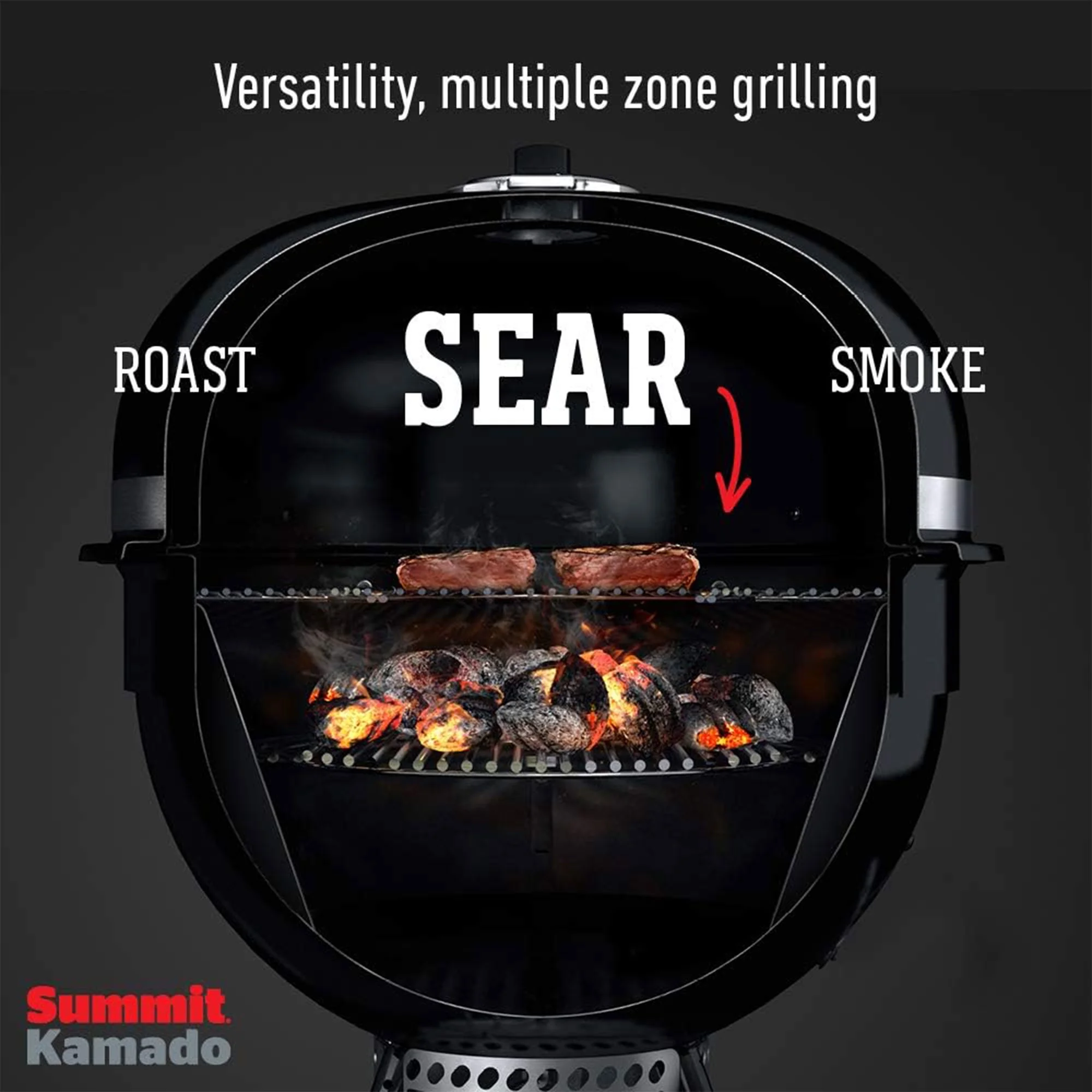 Weber Summit Kamado E6 Charcoal Grill w/Built In Stainless Steel Lid, Black