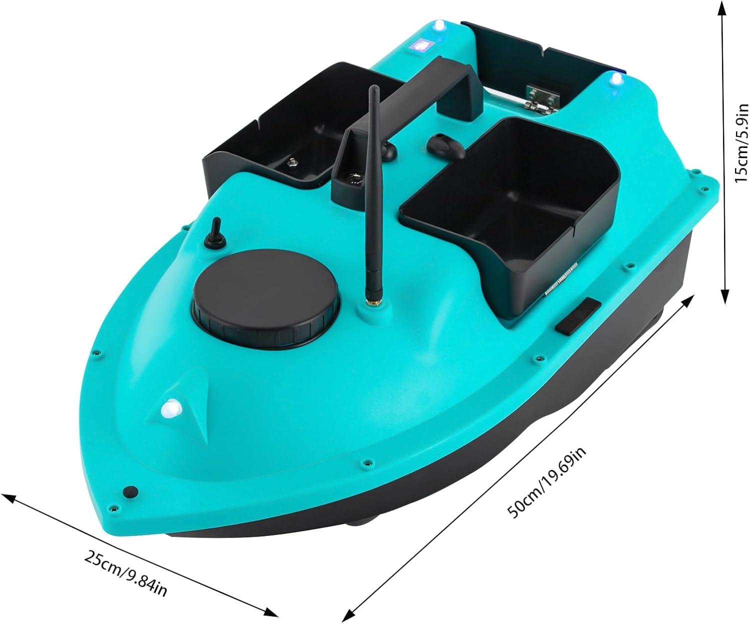 Fishing Bait Boat, 52W RC Fishing Boat with Remote Control & LCD Screen,Max 10000rpm Bait Boat for Surf Fishing, Mini ABS Fishing Bait Boat with Master Antenna & Dual 390 Motors for Hook Delivery