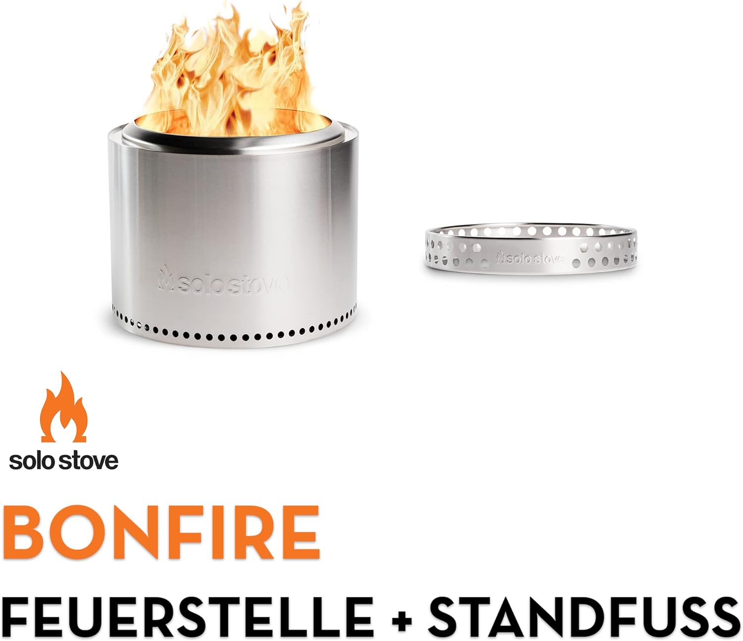 Solo Stove Bonfire with Stand Portable Fire Pit Stainless Steel Fire Pits Wood Burning and Low Smoke Camping Stove | 19.5x14 Inches Outdoor Fire Pits