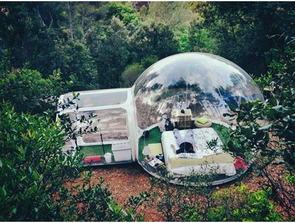 10FT Bubble Inflatable Tent, 3M PVC Inflatable Commercial Two Room House, Clear Eco Dome Camping Bubble Tent with Air Pump for Indoor/Outdoor Family Backyard Camping Festivals