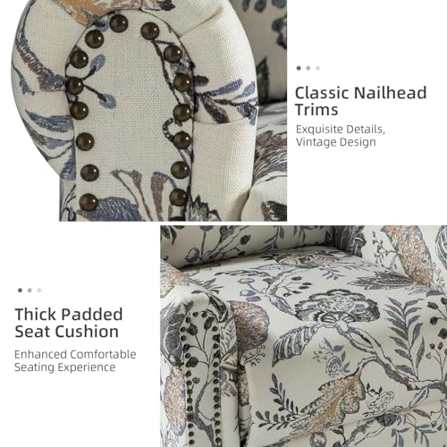 HULALA HOME Printed Fabric Set of 2 Manual Swivel Glider Recliner, Recliner Chair with Adjustable Backrest&Footrest, Wingback Rocker Recliner, Armchair Sofa 360 Degree Swivel for LivingRoom,BLK FLORAL