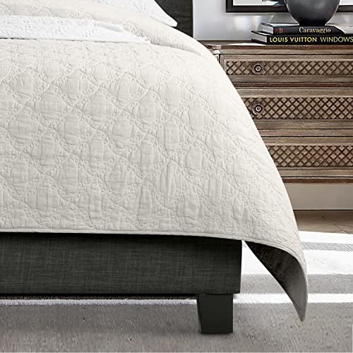 Rosevera Corrine Upholstered Bed Frame with Button Tufting Headboard/Adjustable Headboard/Rolled Head Headboard Bed Frame/Wood Slat Support/Easy Assembly,Twin,Natural