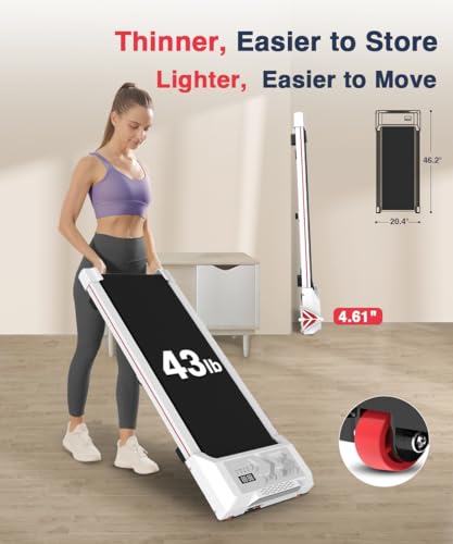 Redliro Walking Pad with Incline, Under Desk Treadmill for Home, Compact Walking Pad for Small Space, Portable Treadmill with Remote Control & Free Installation