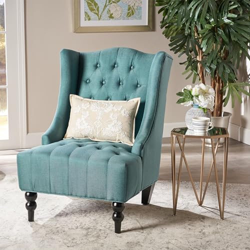 Wingback Accent Chair, Modern Button-Tufted Armchair, High-Back Fabric Club Chair for Reading in Bedroom,Living Room,Office Sofa Chair, Teal