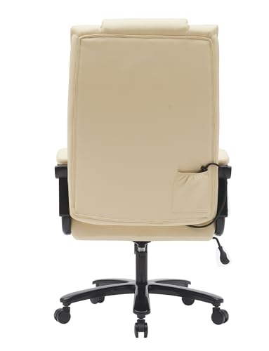 500LBS Big and Tall Executive Office Chair, Wide Seat Heavy Duty Leather Office Chair with Lumbar Support and Comfy Arms, Ergonomic High Back Computer Desk Chair for Home Office (Black)