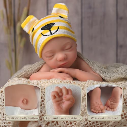 BABESIDE Lifelike Reborn Baby Dolls - 16 Inch (Weight 4 Lb) Full Platinum Silicone Reborn Baby Girl Realistic-Newborn Baby Doll Sleeping Girl Real Life Baby Dolls with Gift Box