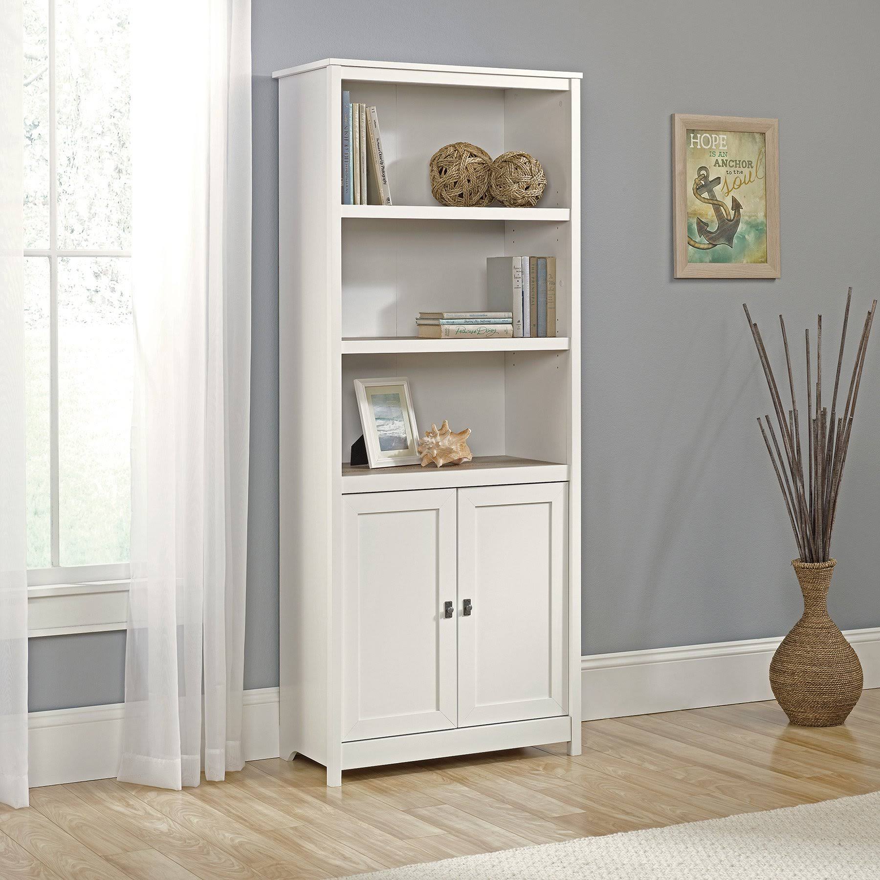 Sauder Cottage Road Library with Doors Soft White