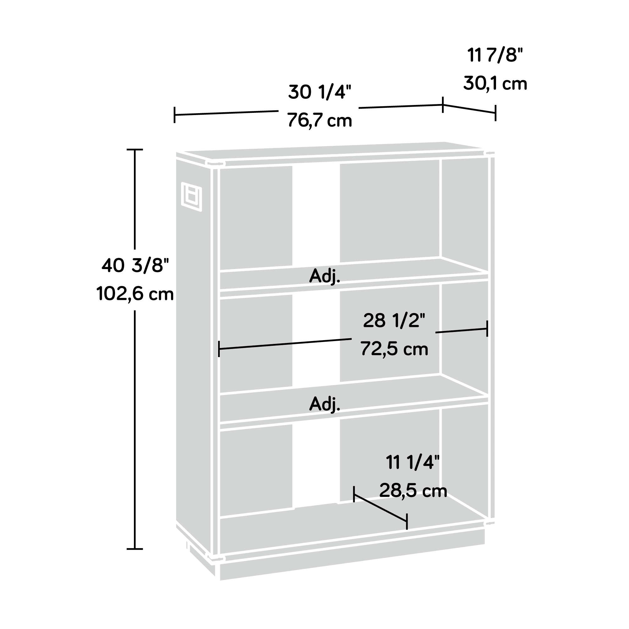 Sauder Vista Key Engineered Wood 3-Shelf Bookcase in Pearl Oak