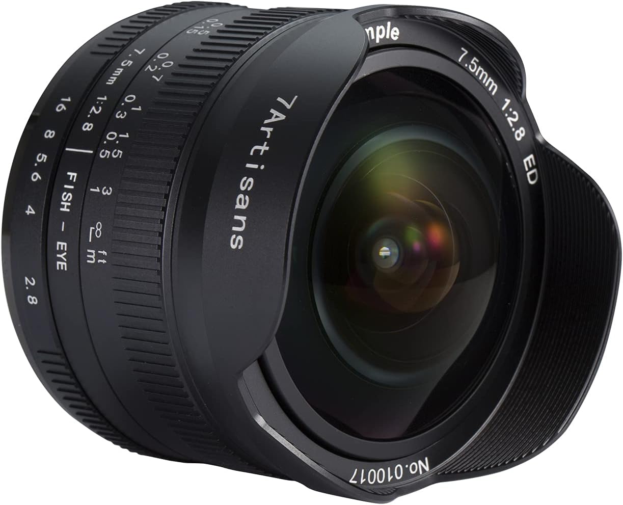 7artisans 7.5mm F2.8 II APS-C Wide Angle Fisheye Fixed Lens Compatible with Fuji Compact Mirrorless Cameras (Black)