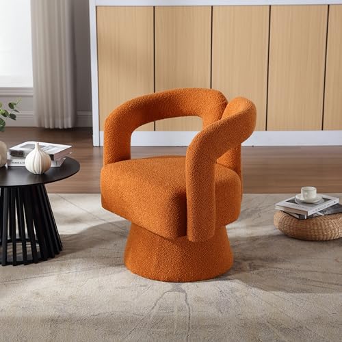 Accent Chair Round Armchairs with Wide Upholstered Modern Reading Seating for Living Room Bedroom Balcony Office Fashionable and Classic Style Rose Red 26.38x21.65x29.13 Inches