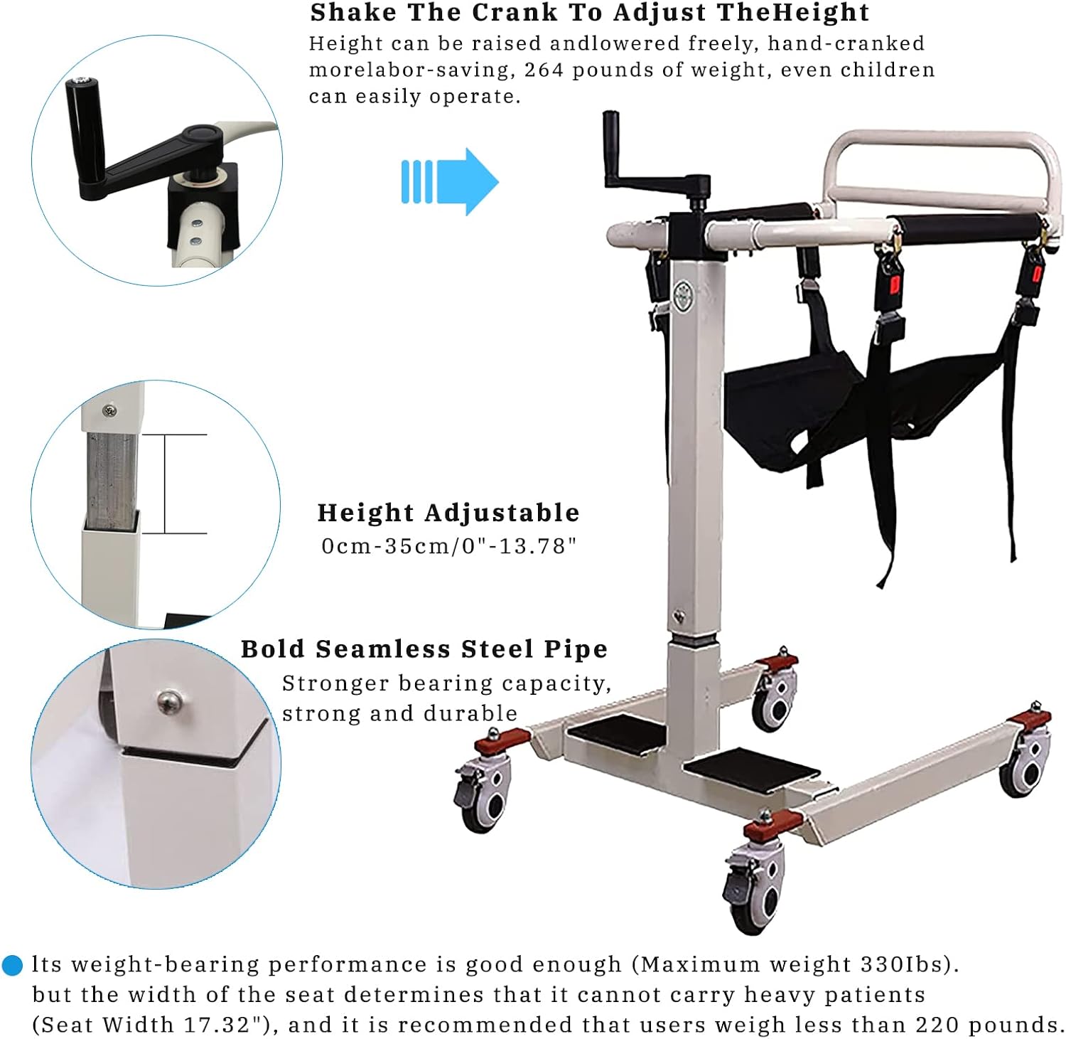 Patient Lift Transfer Chair, Foldable Patient Lift Aid for Home, Patient Wheelchair Lifts for Home and Car, Lightweight Car Lift Bedside Bathroom Wheelchair for Caregivers Elderly Living