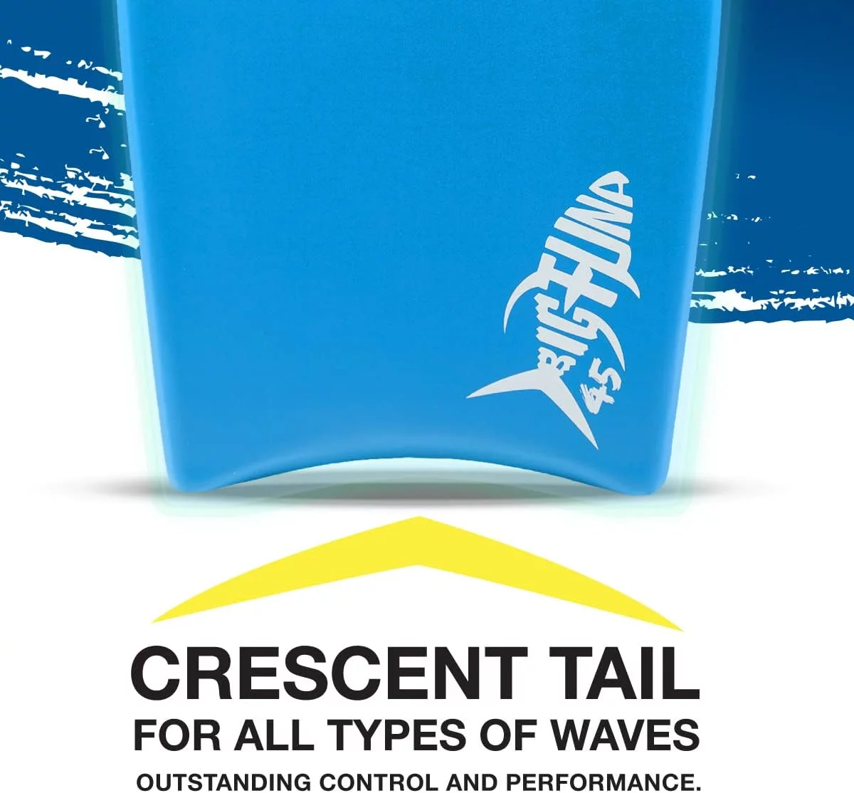 Body Glove Big Tuna 45 inch Large Bodyboard for Tall Riders with Coiled Leash & Wrist Strap - Durable, Light Weight EPS Core with Smooth Top & Slick HDPE Bottom, Blue