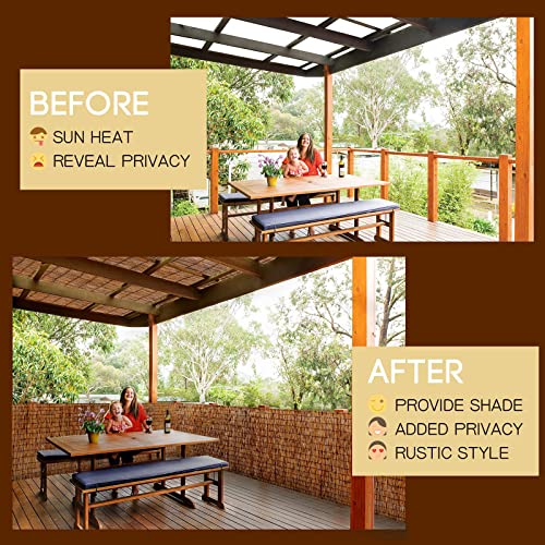 Natural Reed Fencing Rolls,5.5T X 16.4FT Reed Screen Curtain Balcony Reed Fence Bamboo Screen Fencing for Outdoor Backyard Patio（Brown）