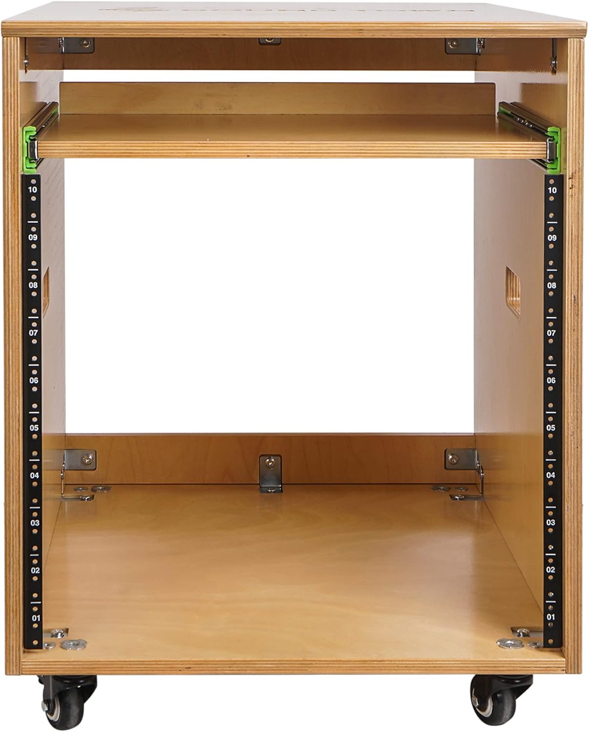 Sound Town 12U DIY Slanted Studio Rack with 12U Rack Space, Extra 2U Drawer, Plywood, Rubber Feet, Casters, Weathered Gray (SDRK-12TBD2)