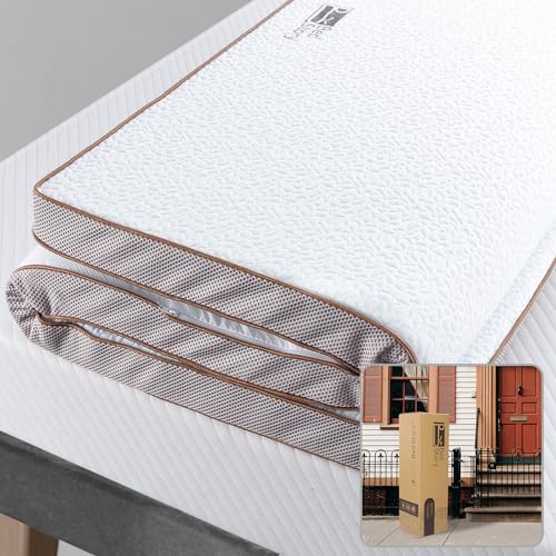 BedStory 4 Inch Memory Foam Mattress Topper Queen - Gel Infused Bed Toppers with Removable Cover & High Density Memory Foam - Medium Firm, CertiPUR-US Certified