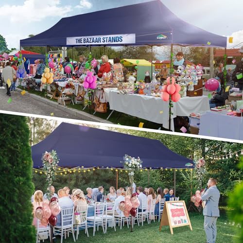 COBIZI 10x20 Pop Up Canopy Tent Heavy Duty with 6 Removable Sidewalls, Commercial Heavy Duty Pop Up Tent for Parties All Weather Waterproof and UV 50+ Wedding Tent with Roller Bag(Frame Upgrade)