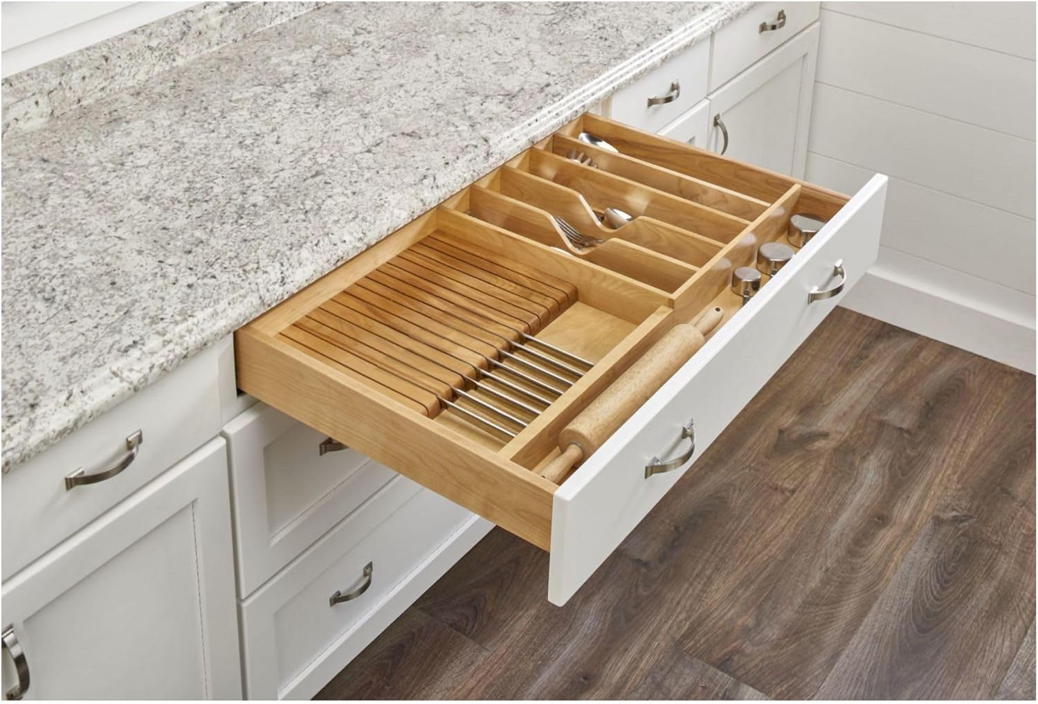 Rev-A-Shelf Wood Trim to Fit Utility/Knife Block Drawer Insert Organizer, Standard, Natural Maple