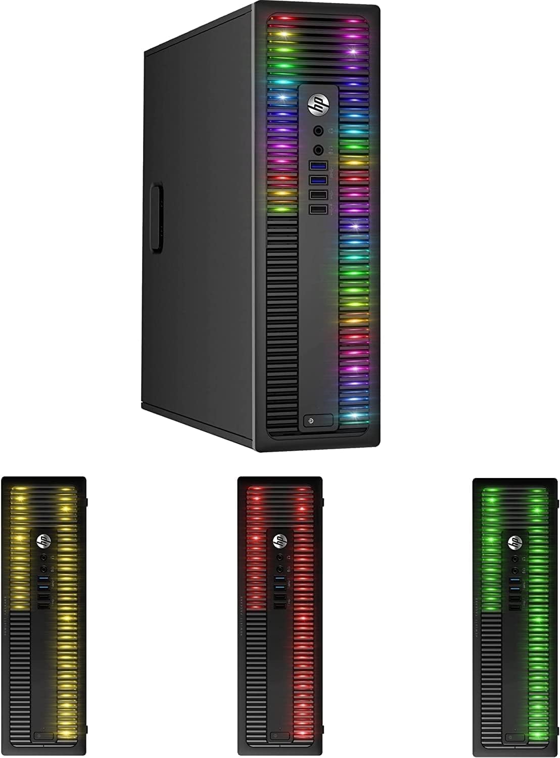 HP EliteDesk Desktop RGB Lights Computer AMD A-Series Processor, Windows 10 Pro 64-bit, Wi-Fi, Gaming PC Keyboard & Mouse (Renewed) (8 GB RAM, 256 GB SSD)