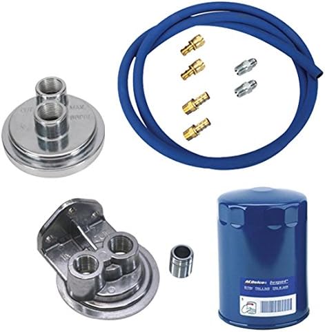 Small Block Fits Chevy Remote Oil Filter Relocation Kit, Vertical Port