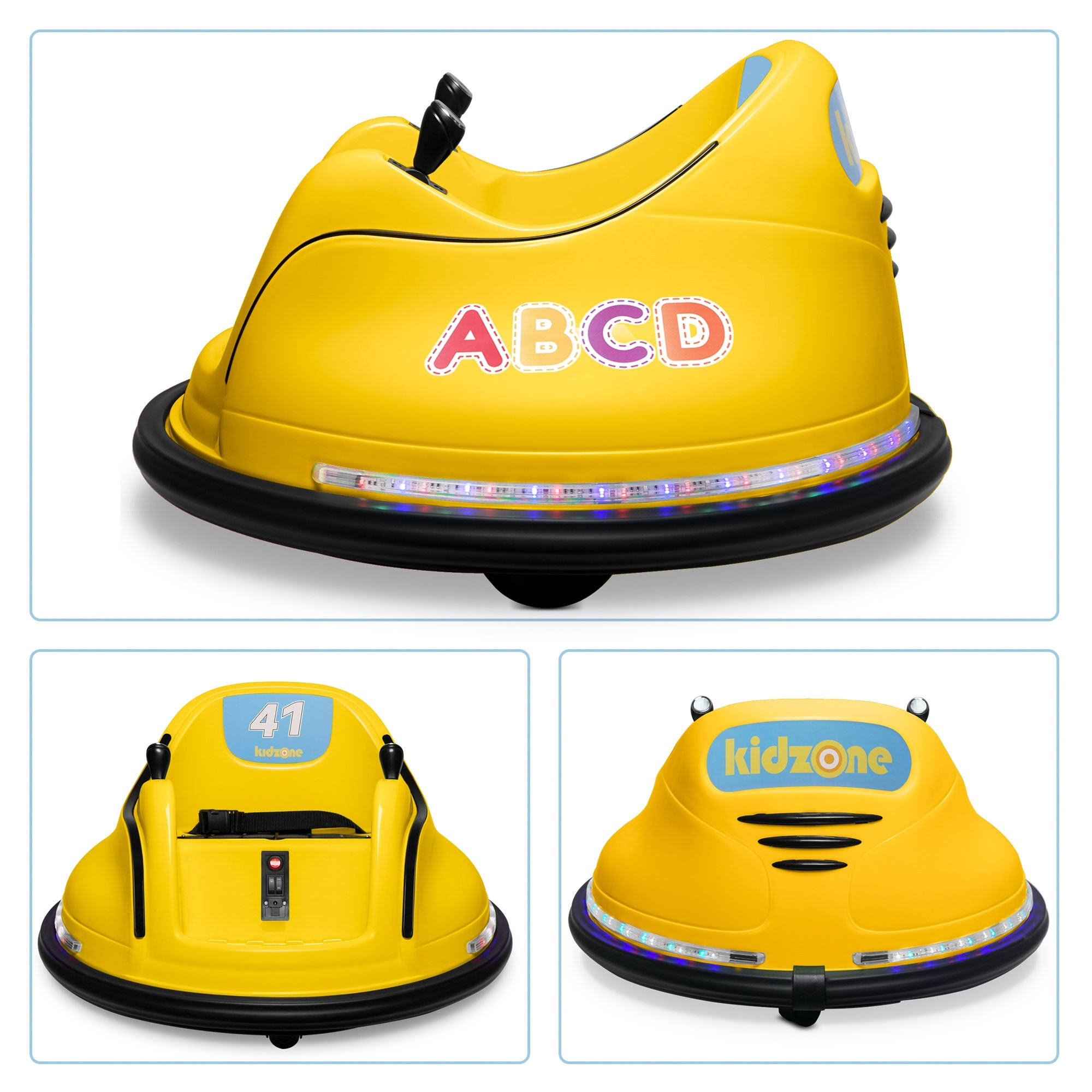 Kidzone 12V 2 Speed Bluetooth Music Kids Toy Electric Ride on Bumper Car 360 Spin Battle Vehicle with Remote Control, DIY Race#0