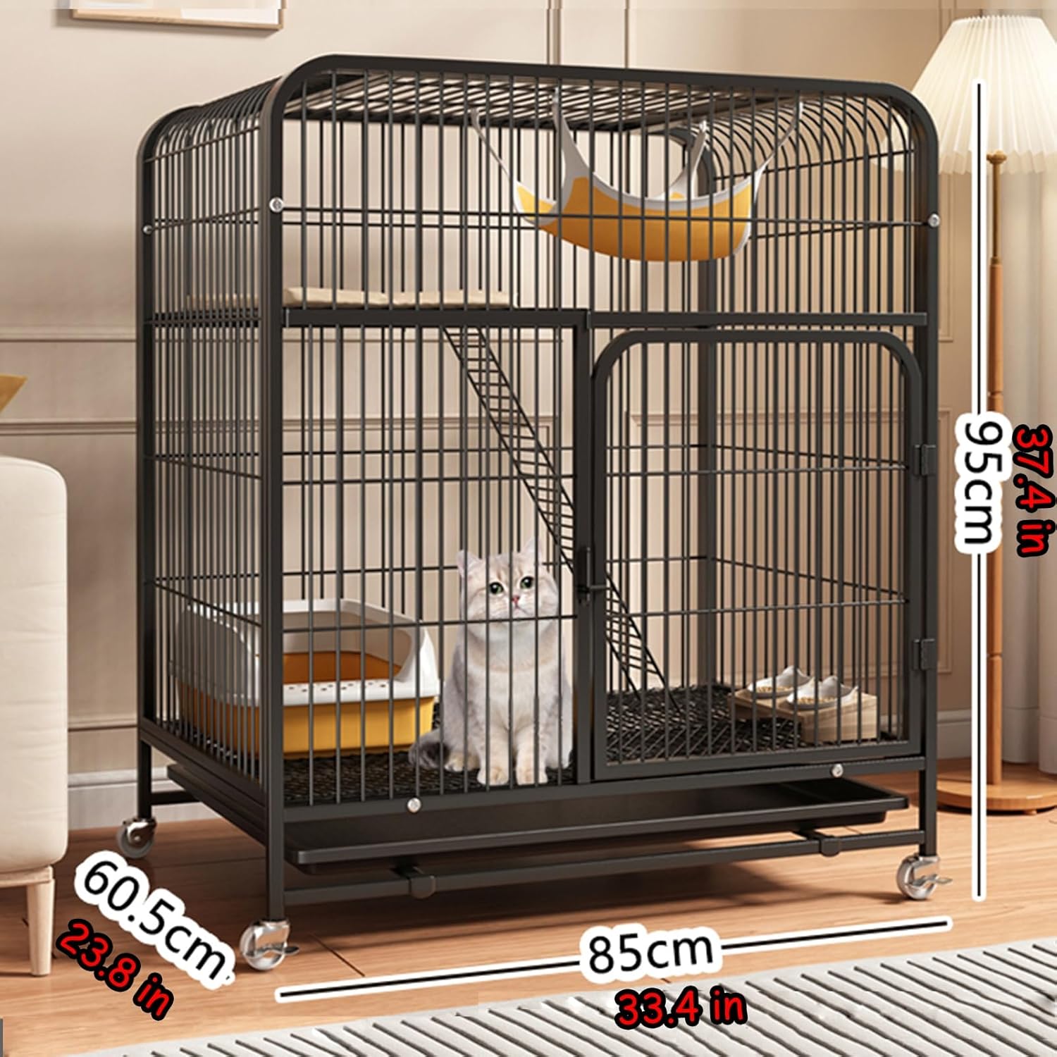 Cat Cage, Cat Enclosure with Cat Litter Box, Large 2/3 Tier Cat Playpen Cat Kennels, Exercise Place Ideal for 1-2 Cat