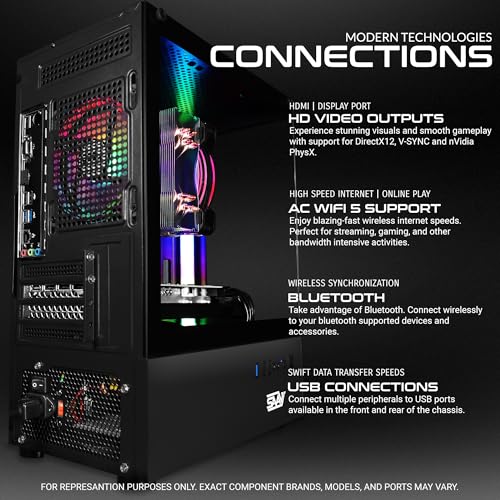 SAAV X1 Prebuilt Gaming PC Bundle with Monitor 22in, Intel i5 3.4GHz, 16GB RAM, GEFORCE GTX750 GDDR5, 512GB NVME, WiFi 6, Bluetooth, Win 10, Mouse Keyboard, Gaming PC Setup, PC Gaming Computer Desktop