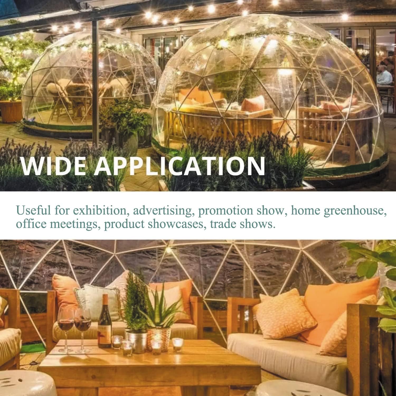 Garden Dome Igloo Clear Bubble Tent Outdoor 12 FT, Weather Proof Pod Camping Patio Tent for Backyard Canopy Gazebos Screen House Room Lean to Greenhouse