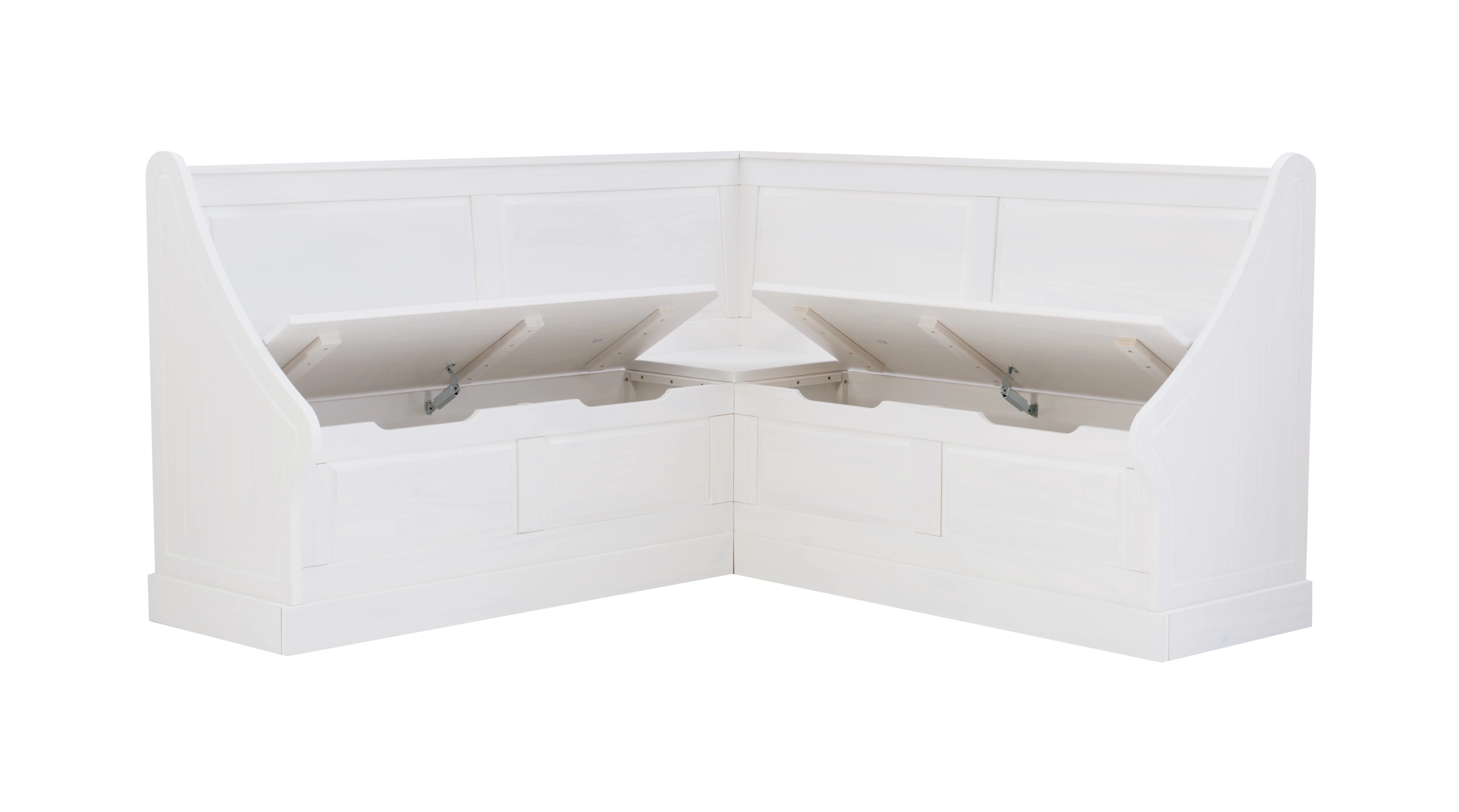Linon Tobin Wood Corner Dining Breakfast Nook Bench with Storage, Seats 4, White Finish (Table sold separately)