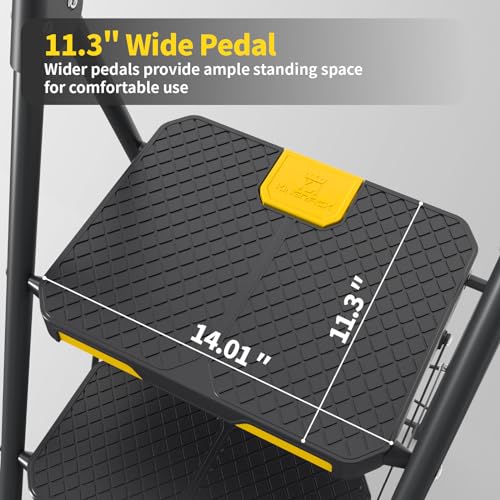 KINGRACK 5 Step Ladder with Tool Platform, Folding Step Stool with Handrails, Sturdy Steel Ladder with Wide Pedal, 800 LBS Portable Safety Ladder for Adults Painting Home Outdoor Garage